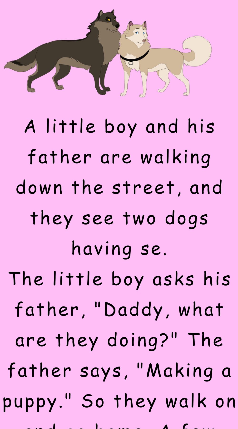 A little boy and his father are walking down the street