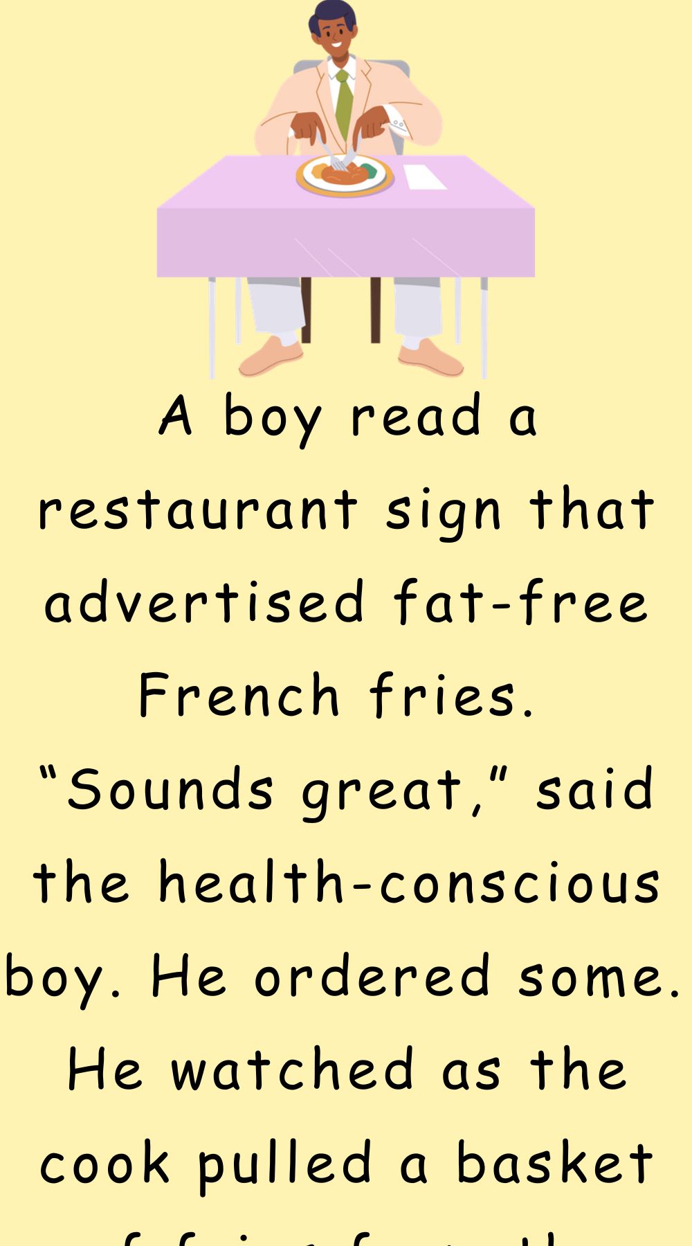A boy read a restaurant sign that advertised