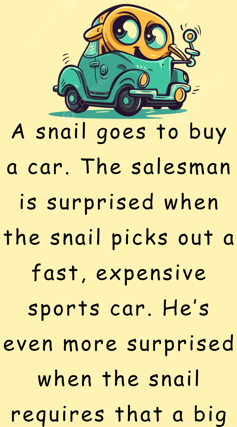 A snail goes to buy a car