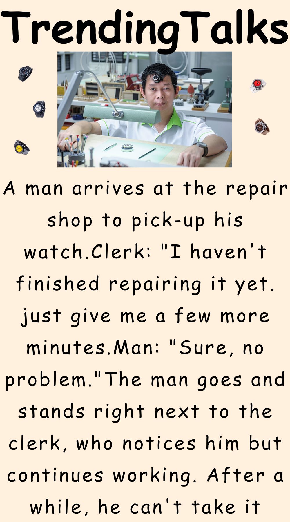 A man arrives at the repair shop 