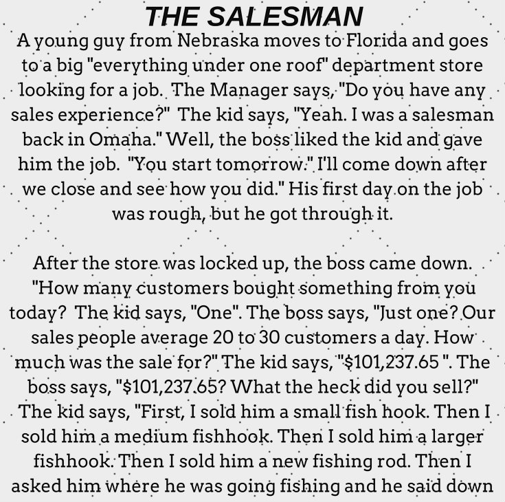 THE TALENTED SALESMAN- A SHORT FUNNY STORY