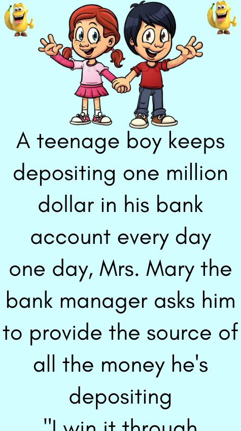 A teenage boy keeps depositing