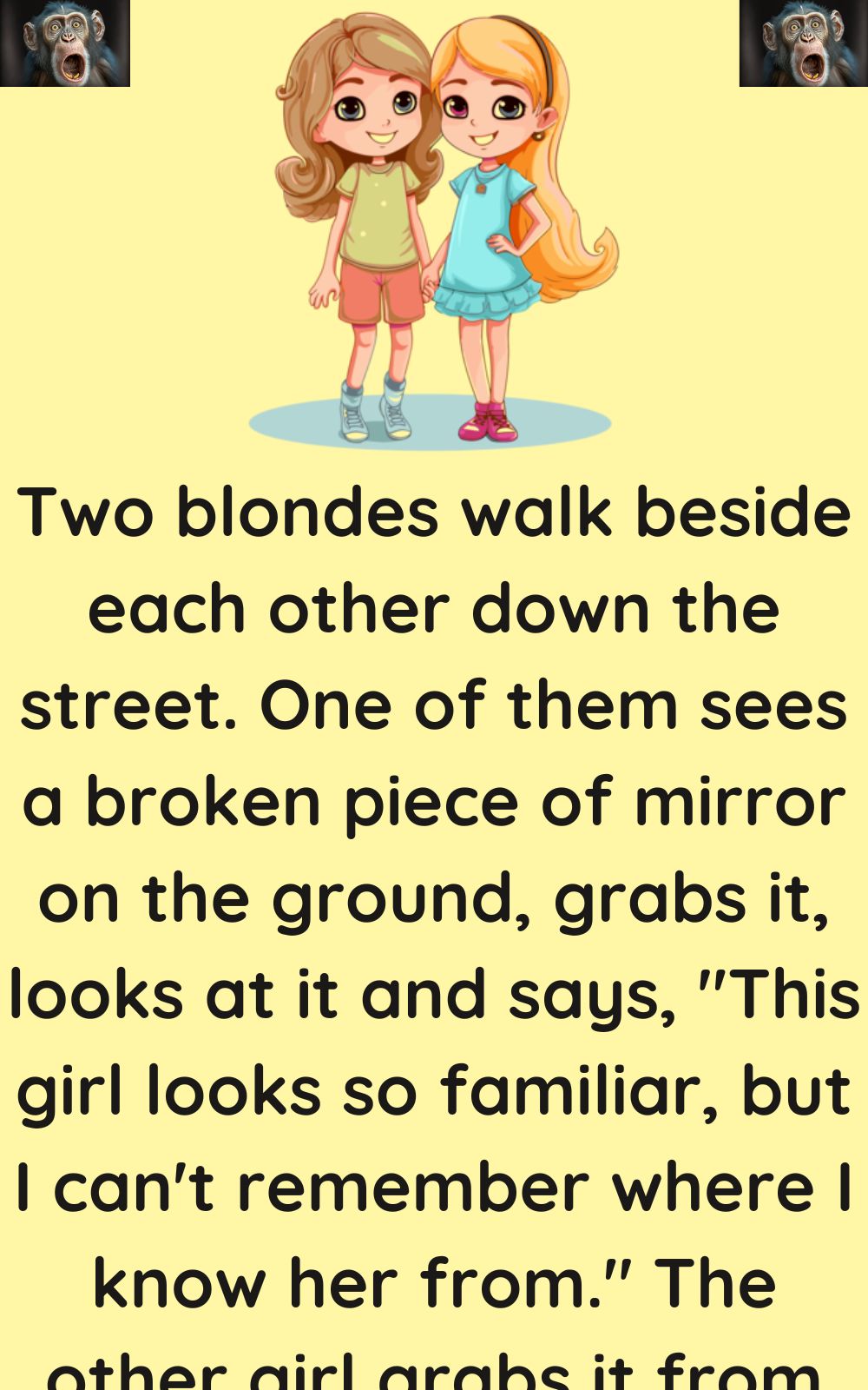 Two blondes walk beside each other down the street