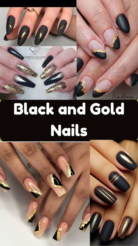 Black and Gold Nails