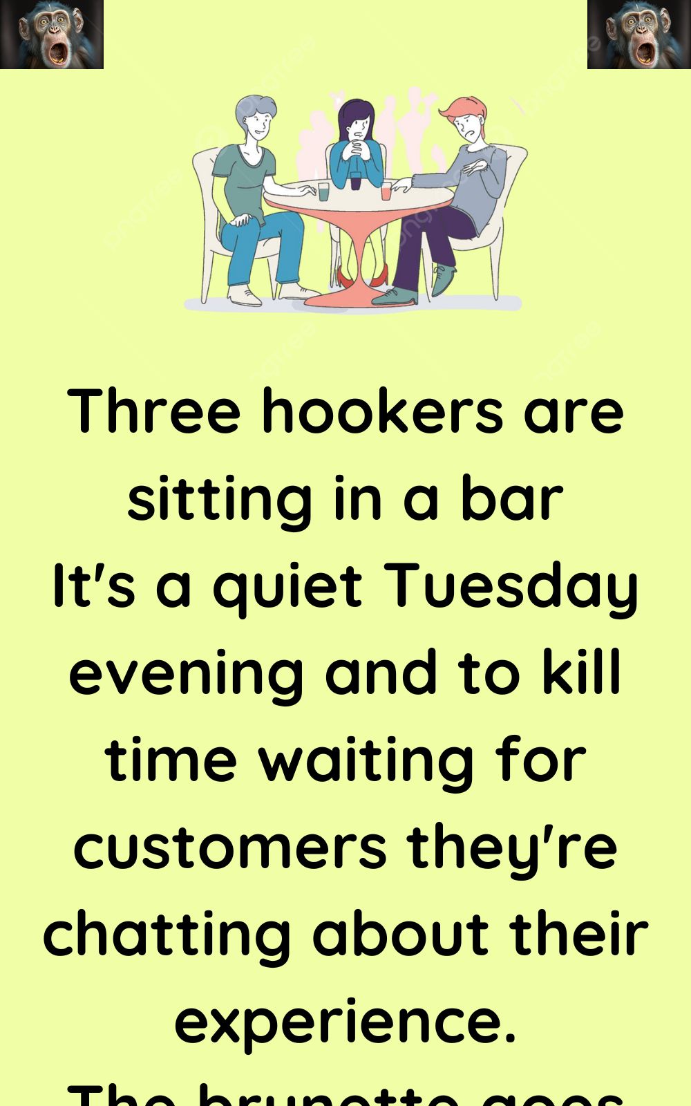 Three hookers are sitting in a bar